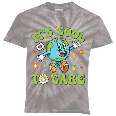 ItS Cool To Care Earth Day 2024 Retro Groovy Teacher Kids Tie-Dye T-Shirt