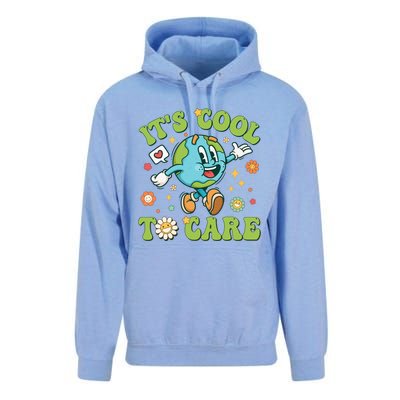 ItS Cool To Care Earth Day 2024 Retro Groovy Teacher Unisex Surf Hoodie