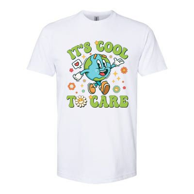 ItS Cool To Care Earth Day 2024 Retro Groovy Teacher Softstyle® CVC T-Shirt