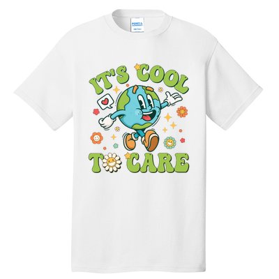 ItS Cool To Care Earth Day 2024 Retro Groovy Teacher Tall T-Shirt