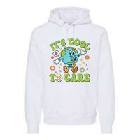 ItS Cool To Care Earth Day 2024 Retro Groovy Teacher Premium Hoodie