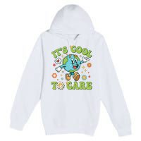 ItS Cool To Care Earth Day 2024 Retro Groovy Teacher Premium Pullover Hoodie