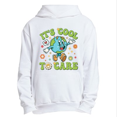 ItS Cool To Care Earth Day 2024 Retro Groovy Teacher Urban Pullover Hoodie