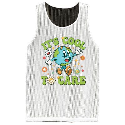 ItS Cool To Care Earth Day 2024 Retro Groovy Teacher Mesh Reversible Basketball Jersey Tank