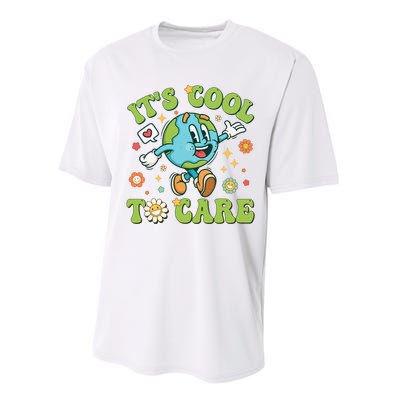 ItS Cool To Care Earth Day 2024 Retro Groovy Teacher Performance Sprint T-Shirt