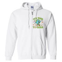 ItS Cool To Care Earth Day 2024 Retro Groovy Teacher Full Zip Hoodie