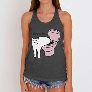 I Clog Toilets Funny Design Women's Knotted Racerback Tank