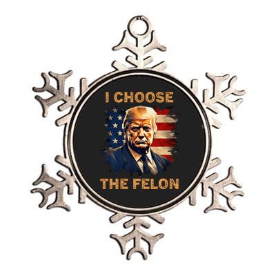 I Choose The Felon 2024 Funny Republican Patriot Metallic Star Ornament