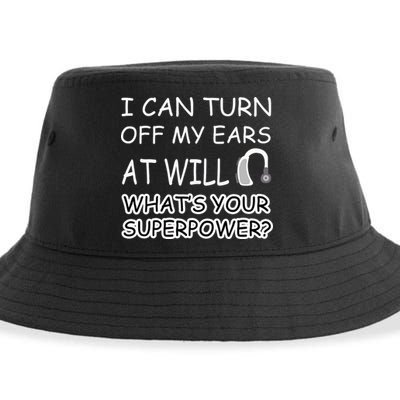 I Can Turn Off Ears Impaired Hard Of Hearing Deaf Funny Gift Sustainable Bucket Hat