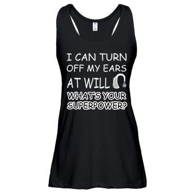 I Can Turn Off Ears Impaired Hard Of Hearing Deaf Funny Gift Ladies Essential Flowy Tank