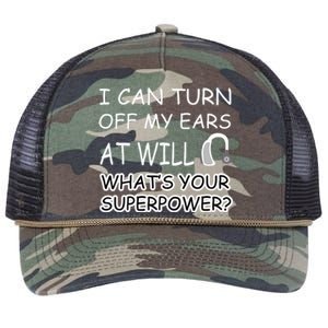 I Can Turn Off Ears Impaired Hard Of Hearing Deaf Funny Gift Retro Rope Trucker Hat Cap