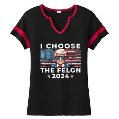 I Choose The Felon 2024 Funny Republican Patriot Ladies Halftime Notch Neck Tee