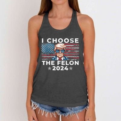 I Choose The Felon 2024 Funny Republican Patriot Women's Knotted Racerback Tank