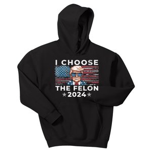 I Choose The Felon 2024 Funny Republican Patriot Kids Hoodie