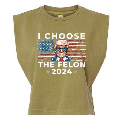 I Choose The Felon 2024 Funny Republican Patriot Garment-Dyed Women's Muscle Tee