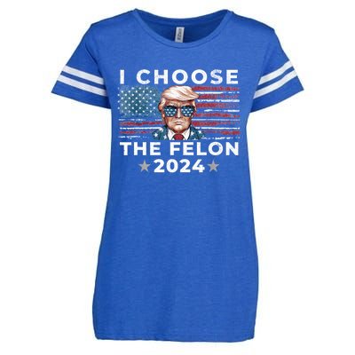 I Choose The Felon 2024 Funny Republican Patriot Enza Ladies Jersey Football T-Shirt