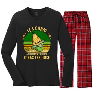 Its Corn Tiktok Song Shirt It’s Corn It Has The Juice Women's Long Sleeve Flannel Pajama Set 