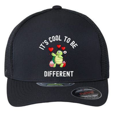 ItS Cool To Be Different Autism Awareness Dabbing Turtle Gift Flexfit Unipanel Trucker Cap