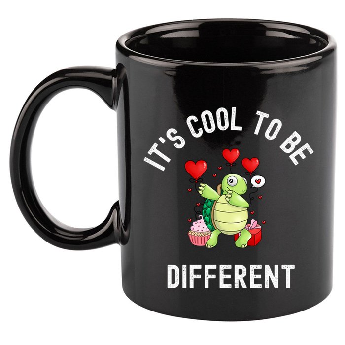 ItS Cool To Be Different Autism Awareness Dabbing Turtle Gift 11oz C Handle Ceramic Mug