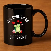 ItS Cool To Be Different Autism Awareness Dabbing Turtle Gift 11oz C Handle Ceramic Mug