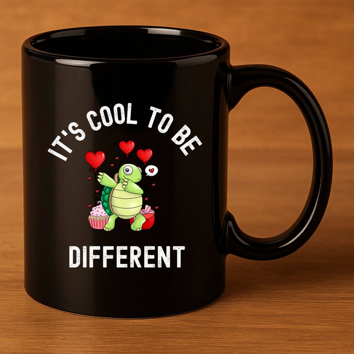 ItS Cool To Be Different Autism Awareness Dabbing Turtle Gift 11oz C Handle Ceramic Mug