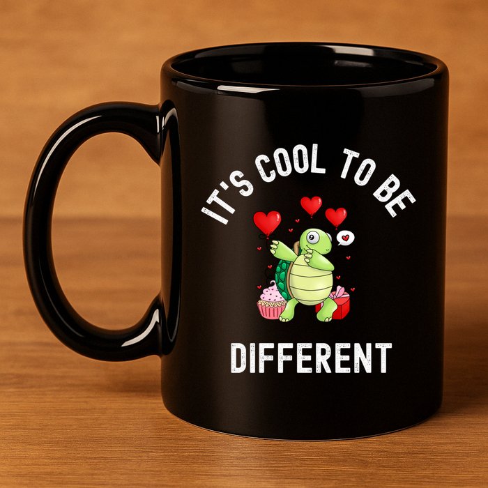 ItS Cool To Be Different Autism Awareness Dabbing Turtle Gift 11oz C Handle Ceramic Mug