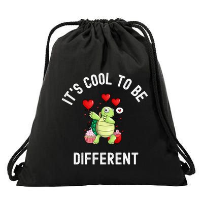 ItS Cool To Be Different Autism Awareness Dabbing Turtle Gift Drawstring Bag