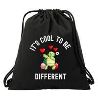 ItS Cool To Be Different Autism Awareness Dabbing Turtle Gift Drawstring Bag