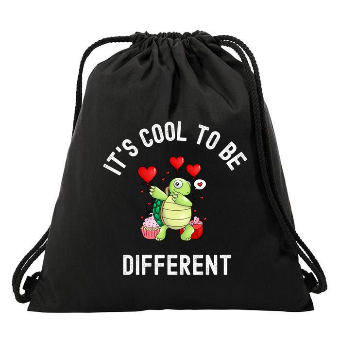 ItS Cool To Be Different Autism Awareness Dabbing Turtle Gift Drawstring Bag