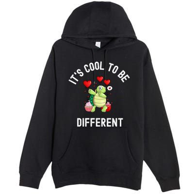 ItS Cool To Be Different Autism Awareness Dabbing Turtle Gift Premium Pullover Hoodie