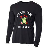 ItS Cool To Be Different Autism Awareness Dabbing Turtle Gift Cooling Performance Long Sleeve Crew