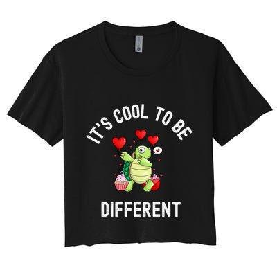 ItS Cool To Be Different Autism Awareness Dabbing Turtle Gift Crop Top