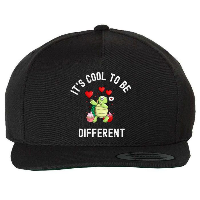 ItS Cool To Be Different Autism Awareness Dabbing Turtle Gift Wool Snapback Cap