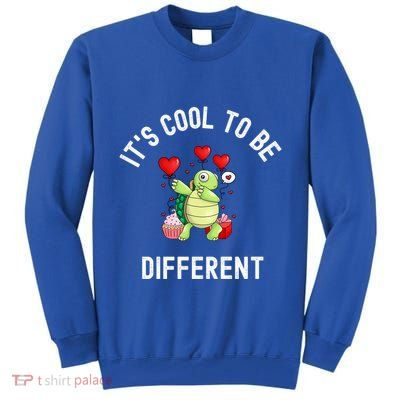 ItS Cool To Be Different Autism Awareness Dabbing Turtle Gift Tall Sweatshirt