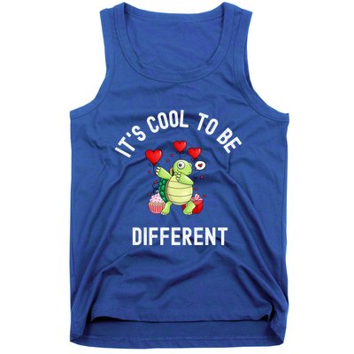 ItS Cool To Be Different Autism Awareness Dabbing Turtle Gift Tank Top
