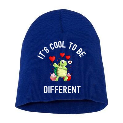 ItS Cool To Be Different Autism Awareness Dabbing Turtle Gift Short Acrylic Beanie
