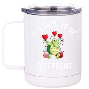 ItS Cool To Be Different Autism Awareness Dabbing Turtle Gift 12 oz Stainless Steel Tumbler Cup