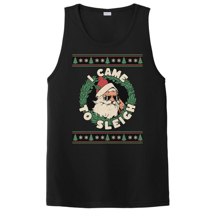 I Came To Sleigh Funny Christmas Ugly Sweater Retro Santa PosiCharge Competitor Tank