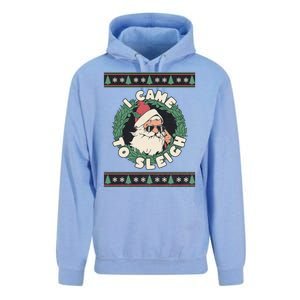 I Came To Sleigh Funny Christmas Ugly Sweater Retro Santa Unisex Surf Hoodie