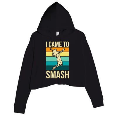 I Came To Smash Badminton Player Lover Birdie Shuttlecock Crop Fleece Hoodie