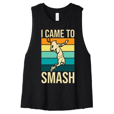 I Came To Smash Badminton Player Lover Birdie Shuttlecock Women's Racerback Cropped Tank