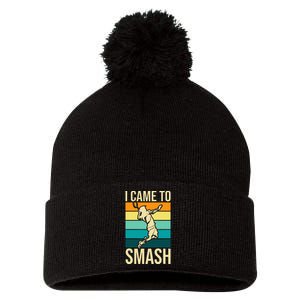 I Came To Smash Badminton Player Lover Birdie Shuttlecock Pom Pom 12in Knit Beanie