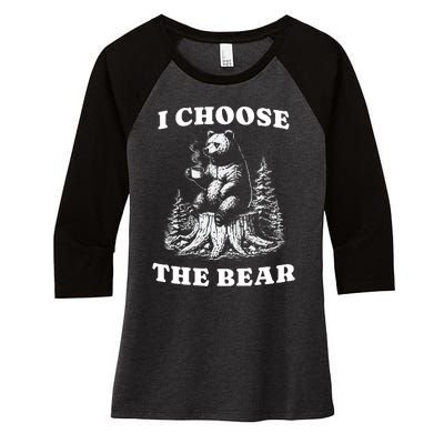 I Choose The Bear Women's Tri-Blend 3/4-Sleeve Raglan Shirt