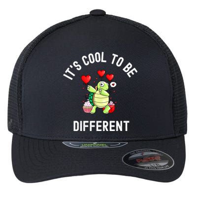 ItS Cool To Be Different Autism Awareness Dabbing Turtle Gift Flexfit Unipanel Trucker Cap