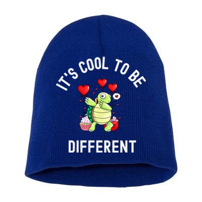 ItS Cool To Be Different Autism Awareness Dabbing Turtle Gift Short Acrylic Beanie