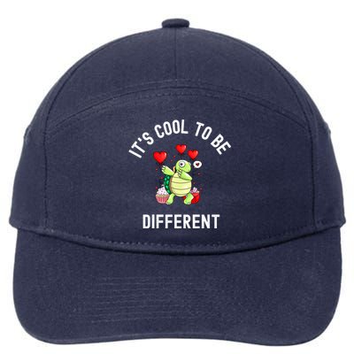 ItS Cool To Be Different Autism Awareness Dabbing Turtle Gift 7-Panel Snapback Hat