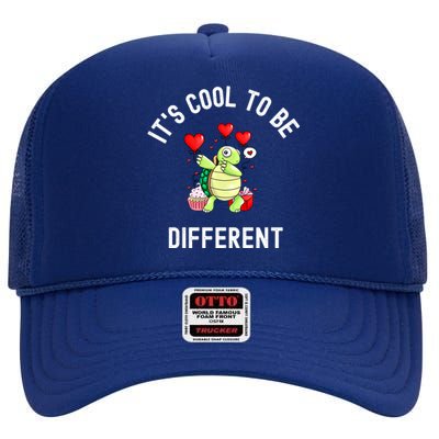 ItS Cool To Be Different Autism Awareness Dabbing Turtle Gift High Crown Mesh Back Trucker Hat