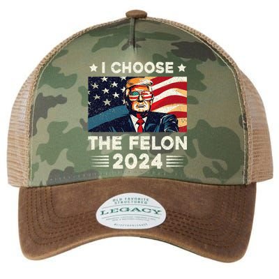 I Choose The Felon 2024 Funny Republican Patriotic Legacy Tie Dye Trucker Hat