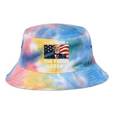 I Choose The Felon 2024 Funny Republican Patriotic Tie Dye Newport Bucket Hat