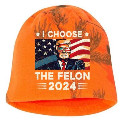 I Choose The Felon 2024 Funny Republican Patriotic Kati - Camo Knit Beanie